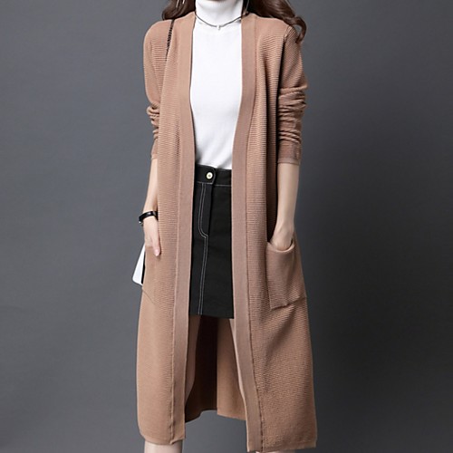 

Women's Solid Colored Long Sleeve Cardigan Sweater Jumper, V Neck Black / Wine / Camel M / L / XL