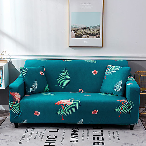

Green Floral Print Dustproof All-powerful Slipcovers Stretch Sofa Cover Super Soft Fabric Couch Cover with One Free Pillow Case