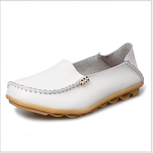 

Women's Loafers & Slip-Ons Flat Heel Round Toe PU Winter Black / White / Red