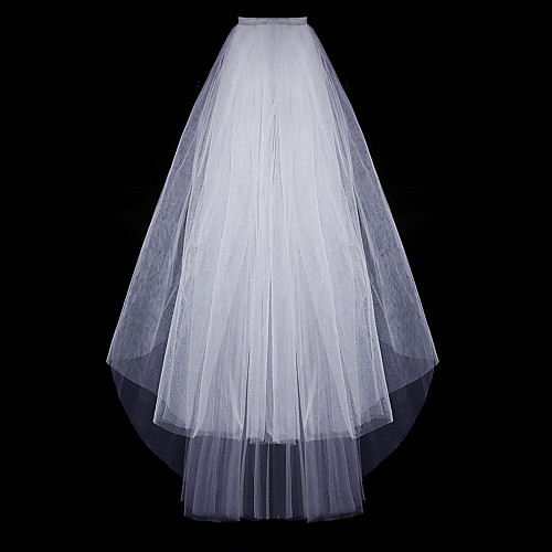 

Two-tier Classic & Timeless Wedding Veil Elbow Veils with Solid Tulle