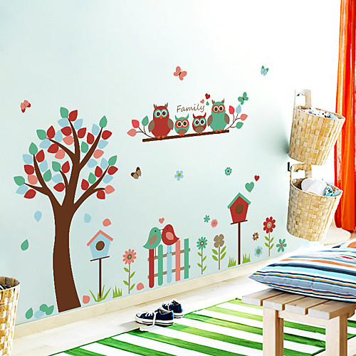 

SK9162 owl flower tree bird cute children's room kindergarten living room decoration stickers