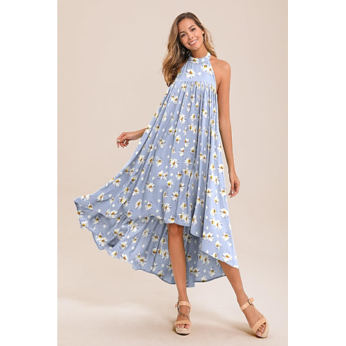 

Women's Daily Wear Basic Swing Dress - Geometric Black Blue Green S M L XL