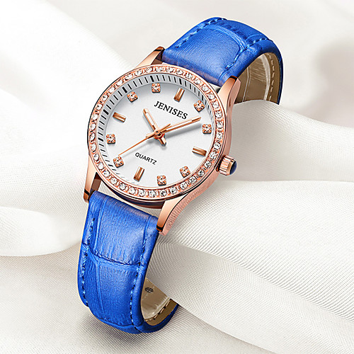 

Women's Quartz Watches Colorful White Red Brown Genuine Leather Quartz White Purple Blue Noctilucent Analog / Stainless Steel