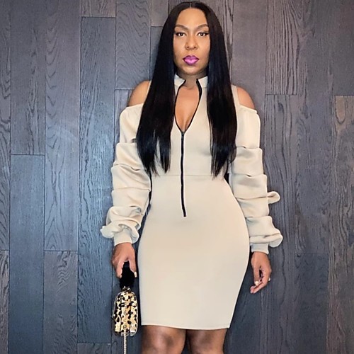 

Women's Bodycon Dress - Solid Colored Beige S M L XL