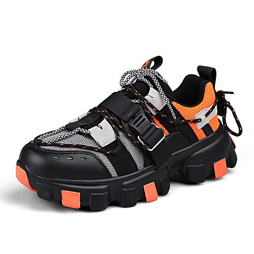 

Men's Faux Leather Spring & Summer Sporty Trainers / Athletic Shoes Walking Shoes Shock Absorbing Color Block Black / Yellow / Orange / Black / Dark Purple / Tassel