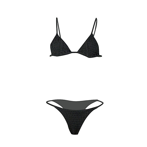 

Women's Basic Gray Triangle Cheeky Bikini Swimwear - Solid Colored Backless S M L Gray