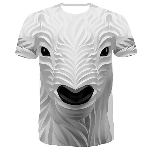 

Men's Daily Going out Basic / Street chic T-shirt - Geometric Print White
