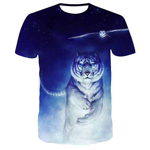 

Men's Daily Going out Basic / Street chic T-shirt - Geometric Print Blue