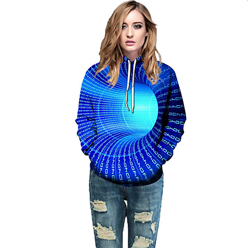 

Women's Active / Street chic Hoodie - Geometric / Color Block / 3D Rainbow L