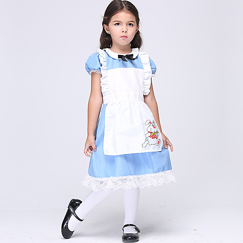 

Maid Costume Dress Masquerade Flower Girl Dress Girls' Movie Cosplay Cosplay Halloween Blue Dress Halloween Carnival Masquerade Cotton