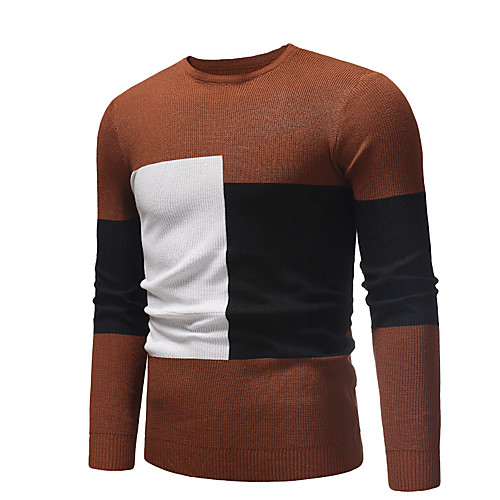 

Men's Color Block Long Sleeve Pullover Sweater Jumper, Round Winter Black / Brown / Dark Gray US32 / UK32 / EU40 / US34 / UK34 / EU42 / US36 / UK36 / EU44