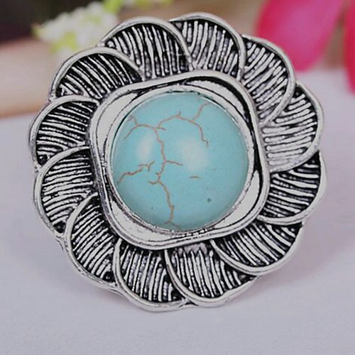 

Women's Adjustable Ring Turquoise 1pc Silver Alloy Cubic Vintage Daily Jewelry Flower Shape