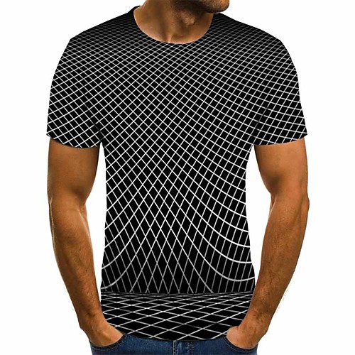 

Men's Daily Going out Street chic / Exaggerated T-shirt - Geometric / 3D / Graphic Pleated / Print Dark Gray
