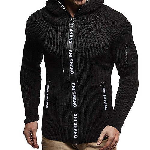

Men's Solid Colored Long Sleeve Cardigan Sweater Jumper, Hooded Black / Light gray US32 / UK32 / EU40 / US34 / UK34 / EU42 / US36 / UK36 / EU44