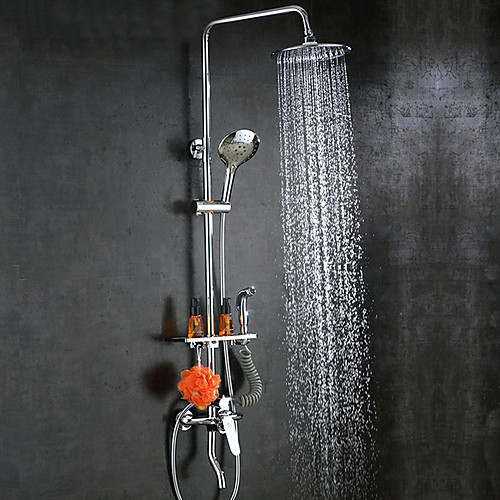 

Душевая система Устанавливать - Ручная лейка входит в комплект Дождевая лейка Современный Электропокрытие Монтаж на стену Керамический клапан Bath Shower Mixer Taps