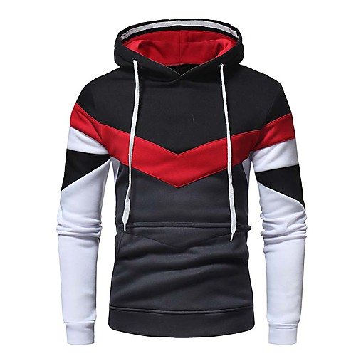 

Men's Casual / Basic Hoodie - Color Block Black US34 / UK34 / EU42