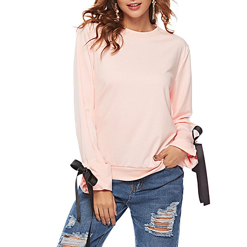 

Women's Casual / Street chic Sweatshirt - Solid Colored Blushing Pink S
