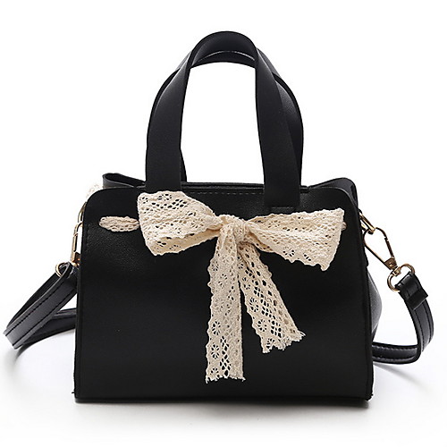 

Women's Zipper PU Top Handle Bag Solid Color Black / Brown / Red