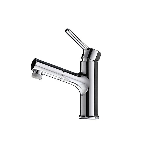 

Bathroom Sink Faucet - Pullout Spray Chrome Centerset Single Handle One HoleBath Taps