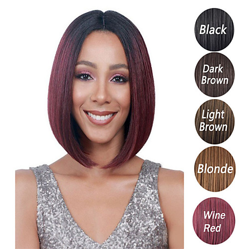 

Synthetic Wig Straight kinky Straight Asymmetrical Wig Long Ombre Burgundy Synthetic Hair 6 inch Women's Best Quality Burgundy Ombre