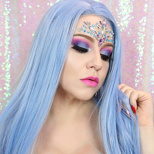 

Synthetic Lace Front Wig Straight Side Part Lace Front Wig Long Blue Synthetic Hair 18-26 inch Women's Soft Adjustable Party Blue
