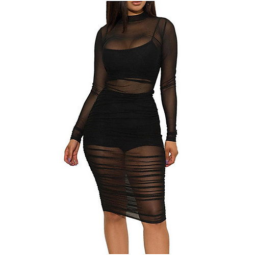 

Women's Elegant Sheath Dress - Solid Colored Black Wine Blue S M L XL