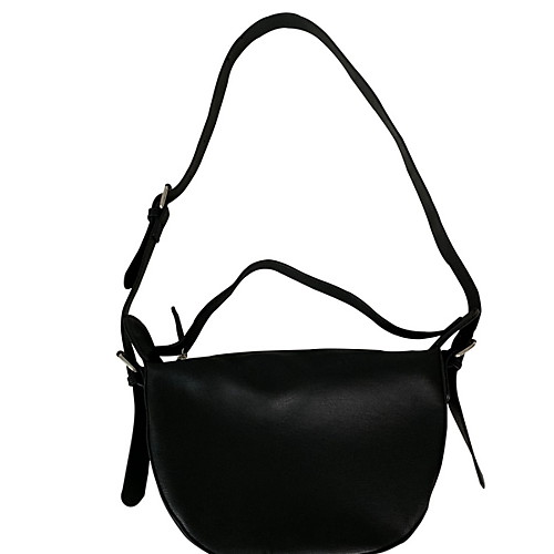 

Women's Zipper Cowhide Crossbody Bag Solid Color Black