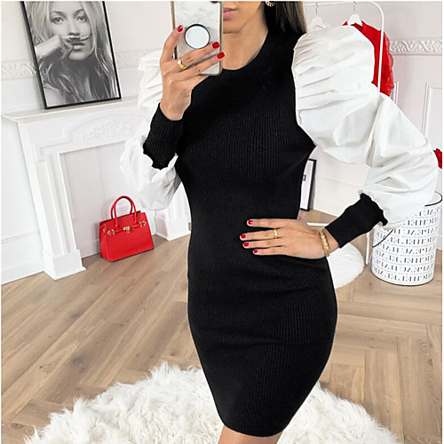 

Women's Event / Party Daily Basic Sheath Dress - Solid Colored Black Khaki S M L XL