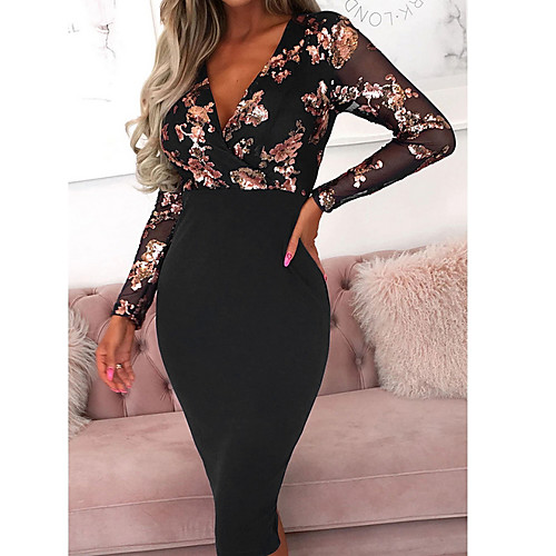 

Women's Bodycon Dress - Floral Black S M L XL