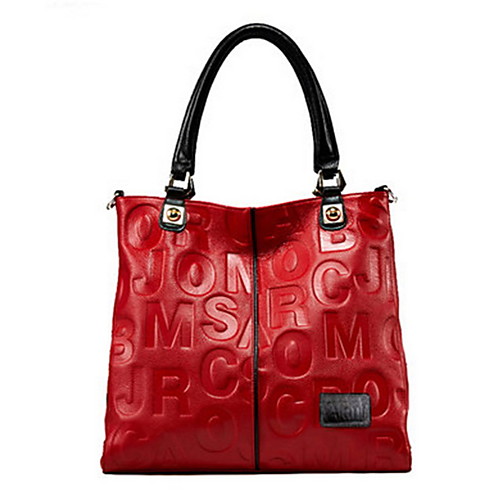 

Women's Zipper PU Top Handle Bag Solid Color Black / Red