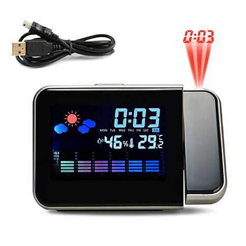 

светодиодный цифровой проекционный будильник термометр температуры настольный дисплей времени проектор календарь USB зарядное устройство настольные светодиодные часы