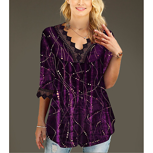

Women's Daily T-shirt - Polka Dot Purple