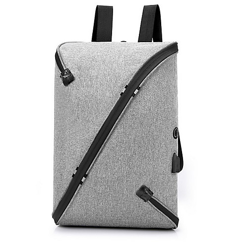 

Large Capacity Nylon Zipper Commuter Backpack Daily Black / Gray