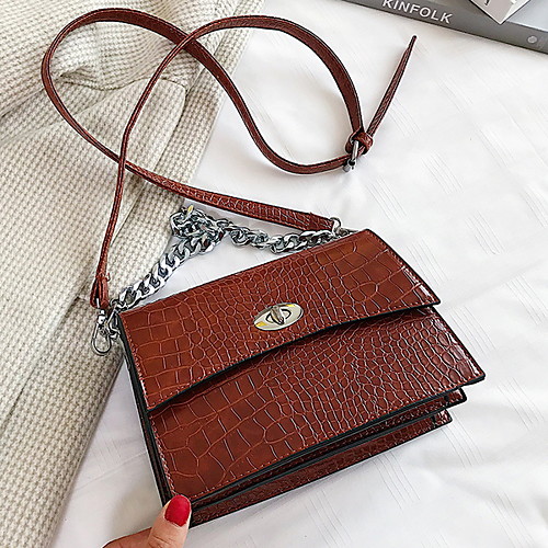 

Women's PU Crossbody Bag Solid Color Black / Brown / Light Gray