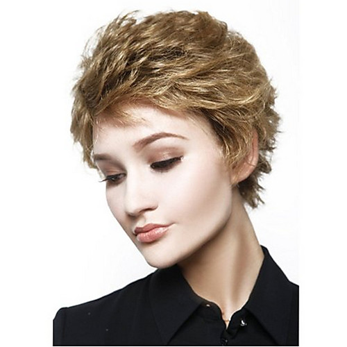 

Synthetic Wig Curly Asymmetrical Wig Short Light Brown Synthetic Hair 11 inch Women's Best Quality Light Brown