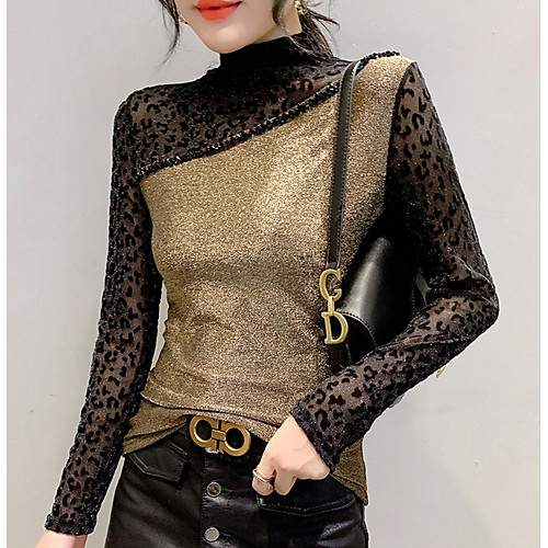 

Women's Daily T-shirt - Color Block Gold