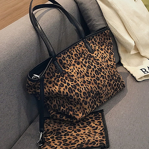

Women's Zipper Cowhide Top Handle Bag Striped Brown / Khaki