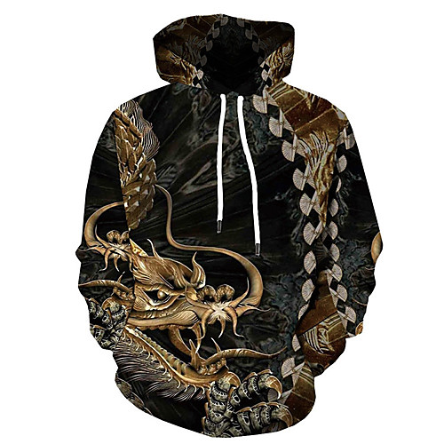 

Men's Casual / Basic Hoodie - 3D Black US34 / UK34 / EU42