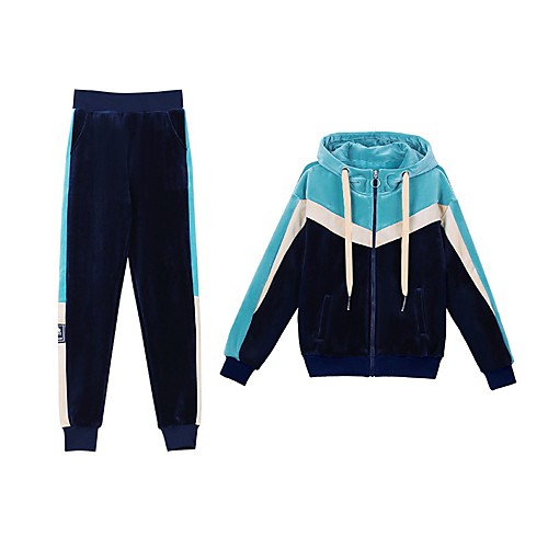 

Women's 2-Piece Full Zip Pleuche Tracksuit Sweatsuit Streetwear 2pcs Winter Front Zipper Hooded Running Fitness Jogging Thermal / Warm Breathable Soft Sportswear Athletic Clothing Set Long Sleeve