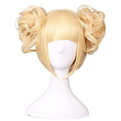 

Synthetic Wig Curly Bob Neat Bang Wig Short Blonde Synthetic Hair 11 inch Women's Best Quality Blonde