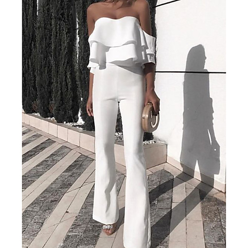 

Women's Black White Jumpsuit Onesie, Solid Colored S M L