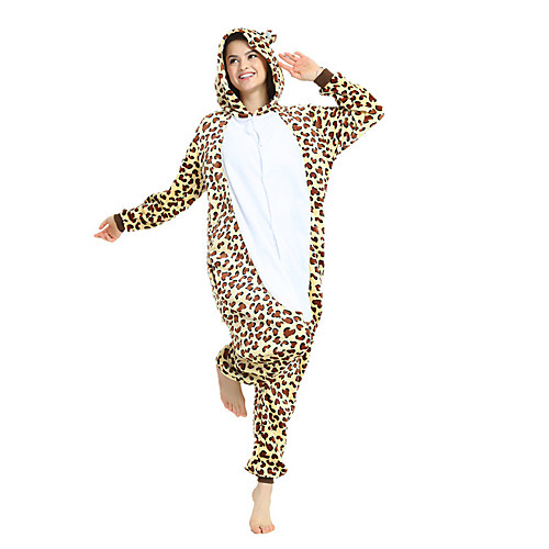 фото Взрослые пижамы кигуруми leopard bear цельные пижамы флис коричневый косплей для муж. и жен. нижнее и ночное белье животных мультфильм фестиваль / праздник костюмы lightinthebox
