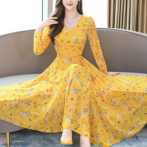 

Women's Sheath Dress - Floral Color Block Blushing Pink Yellow Light Blue S M L XL
