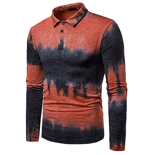 

Men's Daily Basic Polo - Color Block Print Orange