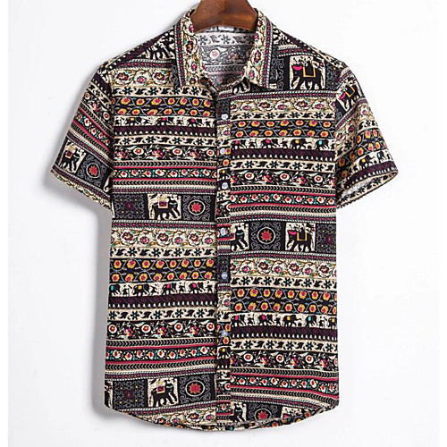 

Men's Beach Shirt - Color Block Black & White, Mesh / Print Khaki