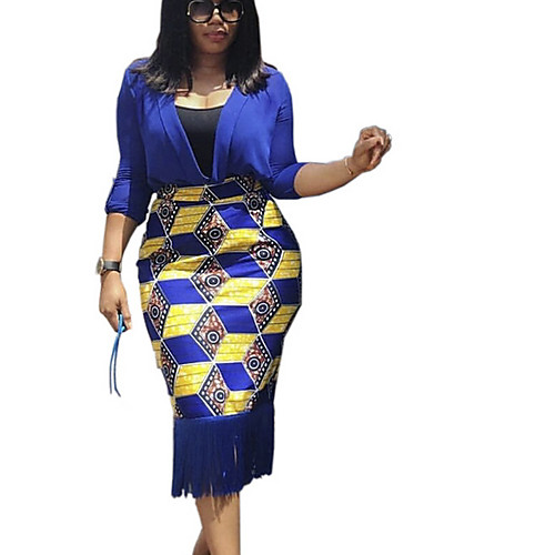 

Women's Bodycon Skirts - Galaxy Black Blue S M L
