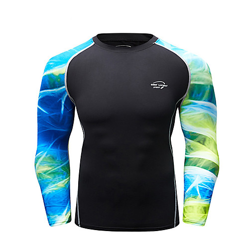 

CODYLUNDIN Men's Patchwork Compression Shirt Running Shirt Running Base Layer Winter Round Neck Running Active Training Jogging Breathable Quick Dry Soft Sportswear Top Long Sleeve Activewear Stretchy