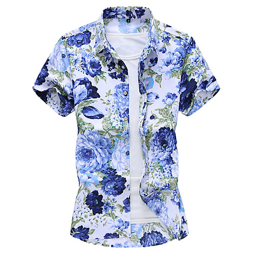 

Men's Daily Basic Shirt - Floral Print White