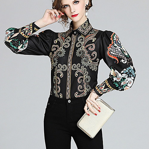 

Women's Daily Shirt - Color Block Black