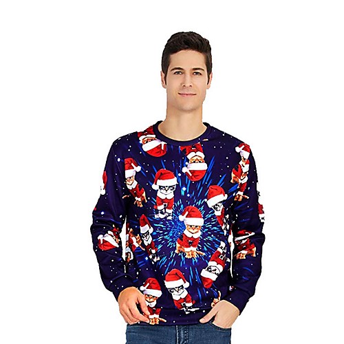 

Men's Casual Sweatshirt - Print Navy Blue US32 / UK32 / EU40